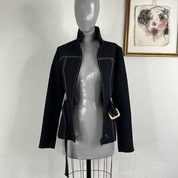 KENZO Mandarin Officer Neoprene Belted Midi Jacket - Picture 7 of 10